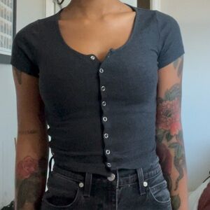 PINK - acid wash, black button up crop top